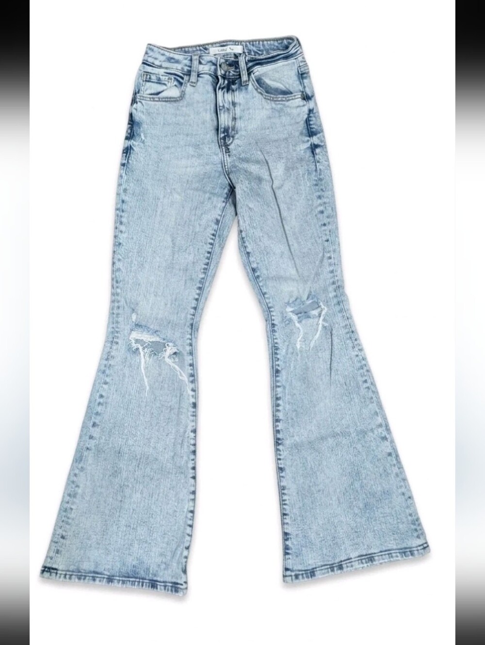 Willow + Root The Flared Out Jeans Size 24 Acid Wash Distressed High Rise Flare